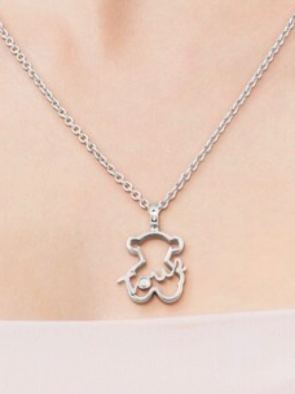 TOUS steel Acero pendant w/ 0.15 ct diamond